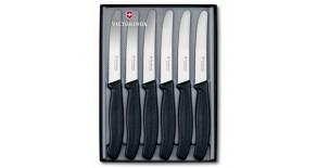 Набор ножей Victorinox Swiss Classic (6.7333.6G) столовый заточка: серрейторная, цвет черный (6шт. в наборе) 110мм в подарочной коробке
