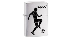 Зажигалка ZIPPO 200 Soccer Player с покрытием Brushed Chrome, латунь/сталь, серебристая, 36x12x56 мм